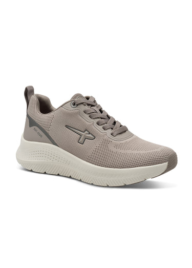 Baskets compensées en mesh look sportif Taupe