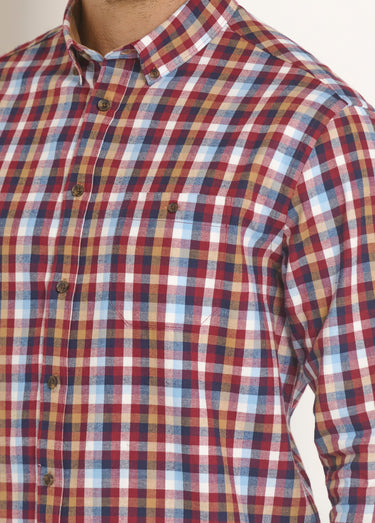 Chemise flanelle détails velours, chic Carreaux Rouge