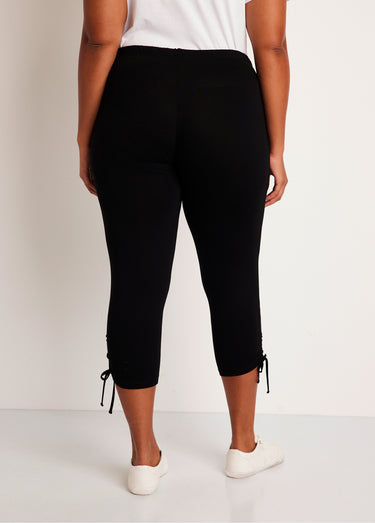 Legging court ceinture élastiqué Uni Noir