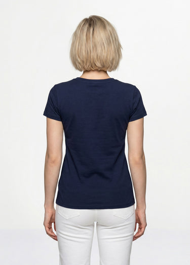T-shirt court extensible dentelle Marine