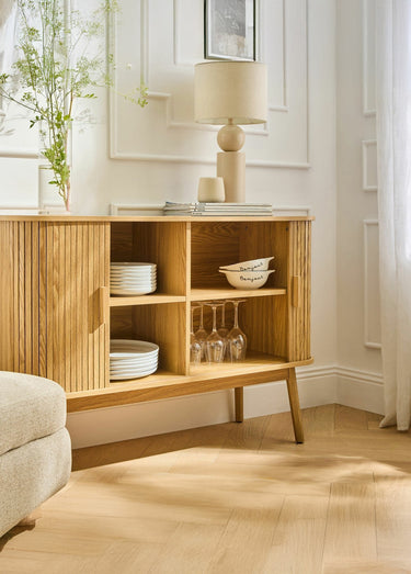 ERNEST Buffet 2 portes coulissantes bois Naturel