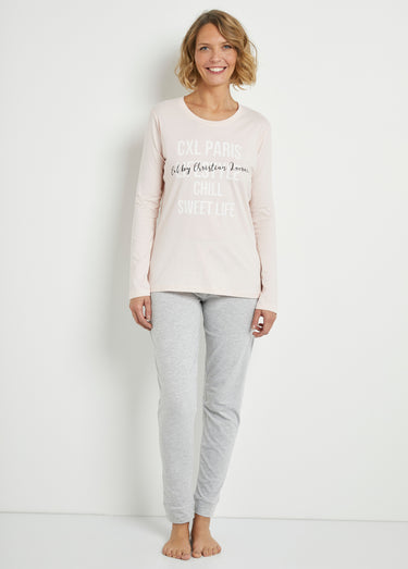 Pyjama manches longues maille Gris