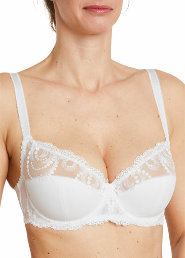 Soutien-gorge avec armatures tulle brodé Blanc