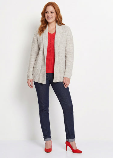 Gilet long bord à bord maille fantaisie Naturel