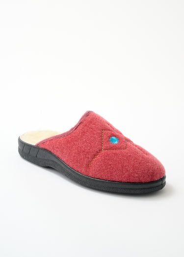 Chaussons mules largeur confort brodés fourrés Bois De Rose