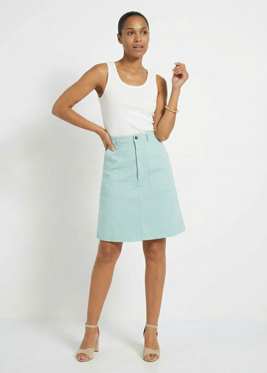 Jupe courte cargo coton stretch Vert d'eau