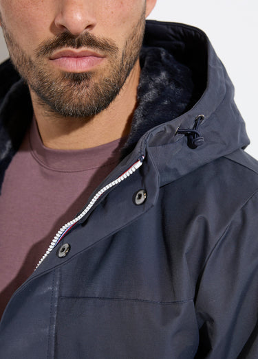 Parka à capuche intérieur fourrure Marine