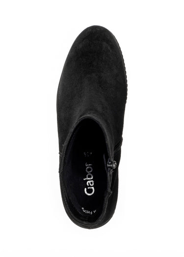 Boots en cuir aspect daim, compensées Noir