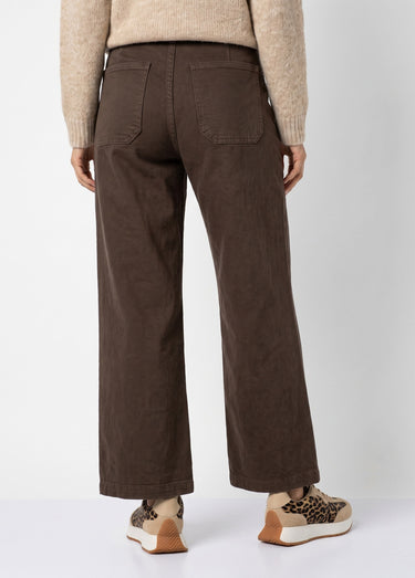 Jean wide taille haute, poches plaquées Chocolat