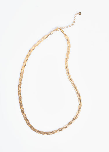 Collier acier inox tressé maille serpent Dore