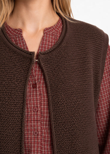 Gilet sans manches maille fantaisie Chocolat