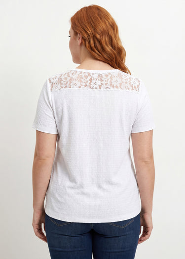 T-shirt court dentelle Blanc