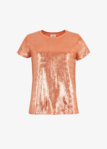T-shirt irisé manches courtes col rond Abricot