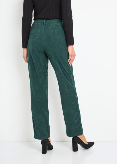 Pantalon velours côtelé taille élastiquée Vert