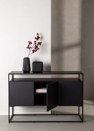Buffet design acier et peuplier foncé Noir