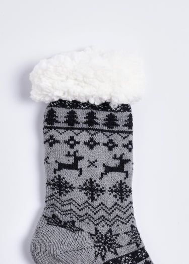 Paire de chaussettes chaudes en sherpa Gris