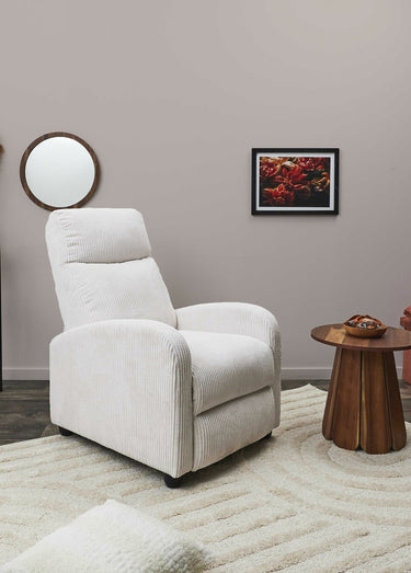 Fauteuil multipositions velours cotelé Blanc Casse