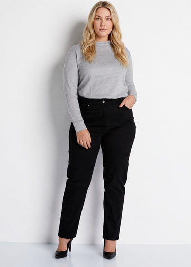 Pantalon droit 5 poches coton stretch Noir