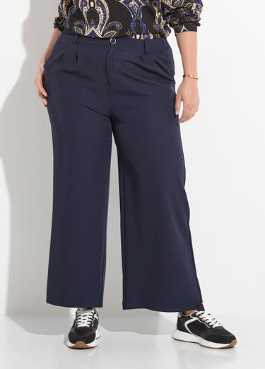 Pantalon en twill léger coupe large Marine