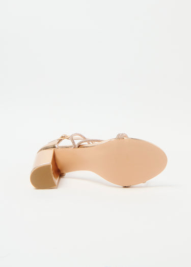 Sandales chic talon haut, brides strass Champagne