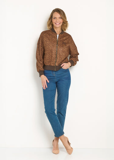 Blouson zippée type teddy motif léopard Leopard