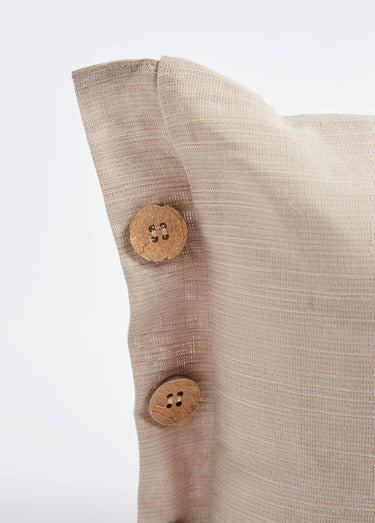 Coussin coton/lin avec boutons fantaisie Ecru