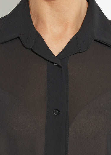 Chemisier vaporeux voile manches longues Noir