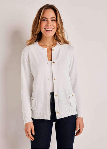 Gilet cardigan court boutonné Blanc