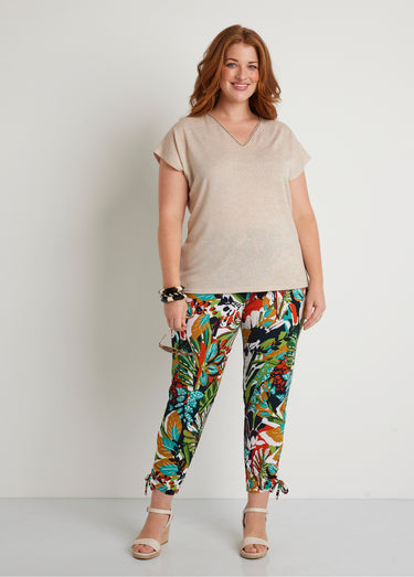 Legging court ceinture élastiqué Paprika/Vert