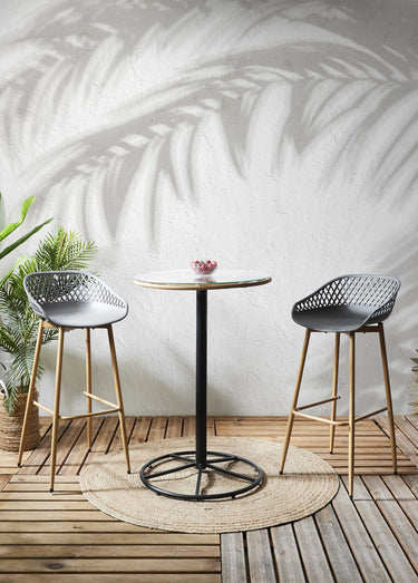 Tabouret de bar avec dossier ajouré Gris