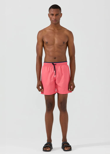 Short de bain uni, taille élastiquée Rose Fonce