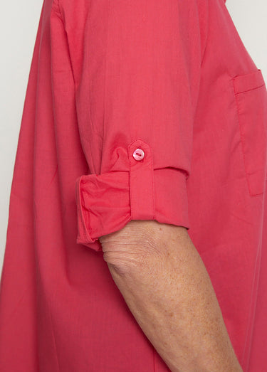 Chemisier boutonné long coton imprimé Rose