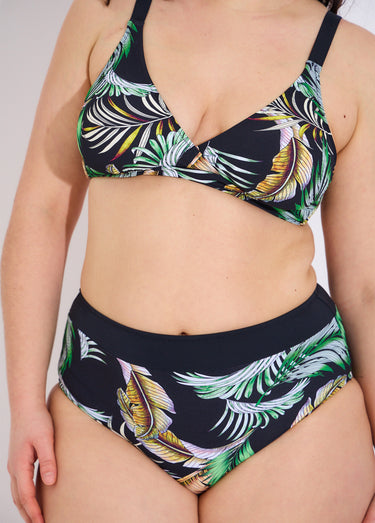 Maillot de bain 2 pièces motifs palmes Noir Imprime
