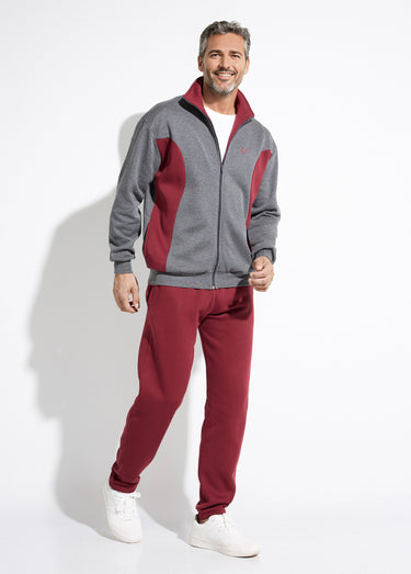 Veste de détente zippée molleton coton bicolore Anthracite/Bordeaux