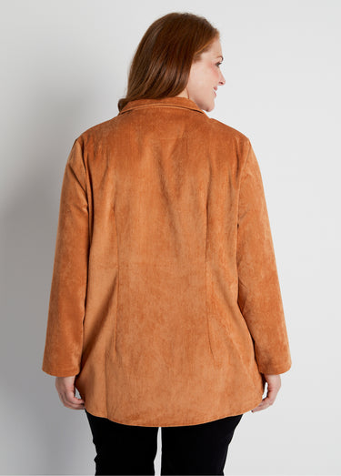 Veste surchemise velours milleraies col tailleur Caramel
