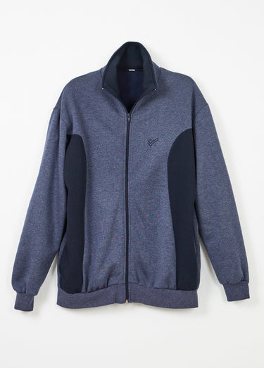 Veste de détente zippée molleton coton bicolore Bleu Grise/Marine