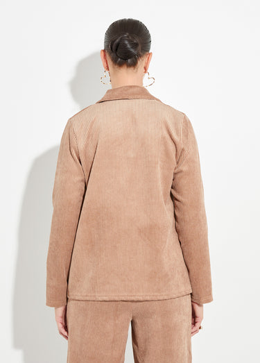 Veste velours grosses cotes, col tailleur Camel