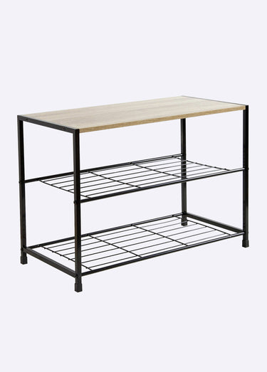 Etagère à chaussures 2 niveaux métal Noir