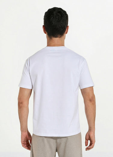 T-shirt pur coton avec col rond, Essentiel Blanc