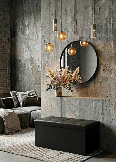Banc coffre pliable simili cuir capitons Noir