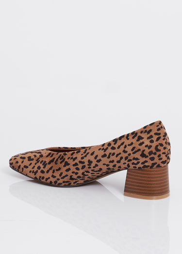 Escarpins fantaisie à talon, bout carré Leopard