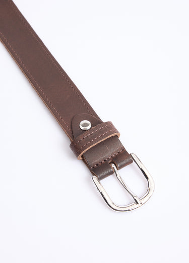 Ceinture casual chic cuir, bords francs Marron Fonce