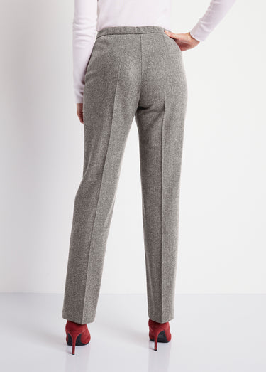 Pantalon droit chevrons ou chiné entrejambe 70 cm Chevrons Gris