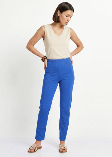 Legging coton stretch taille élastiquée Bleu