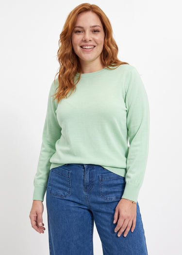 Pull laine mérinos manches longues Vert Nil