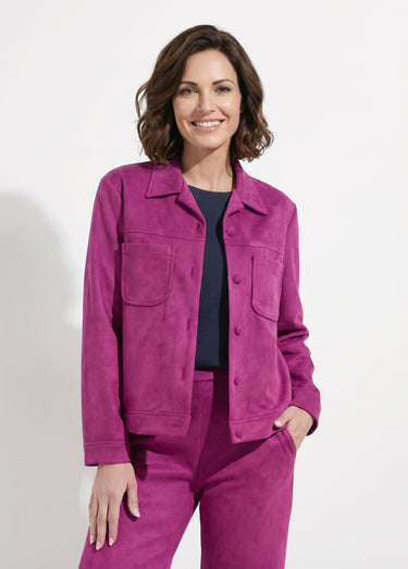 Blouson boutonné tissu suédé col cranté Cassis