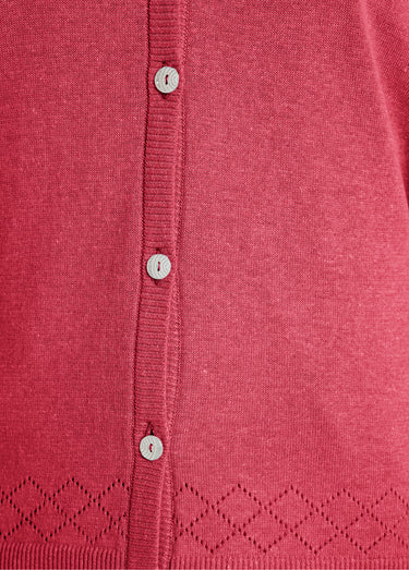 Gilet fin boutonné ajouré Rose