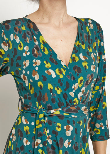 Robe imprimée cache-cœur taille ceinturée Vert Imprime