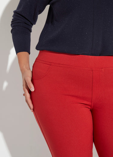 Pantalon extensible taille élastiquée Brique