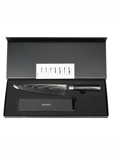 Couteau de chef lame damas + étui, Core Noir